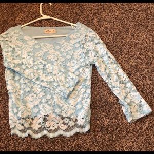 Hollister Blue Lace Crop Top